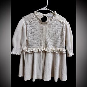 Zara White Lace Knit Long Sleeve Top Women’s Small